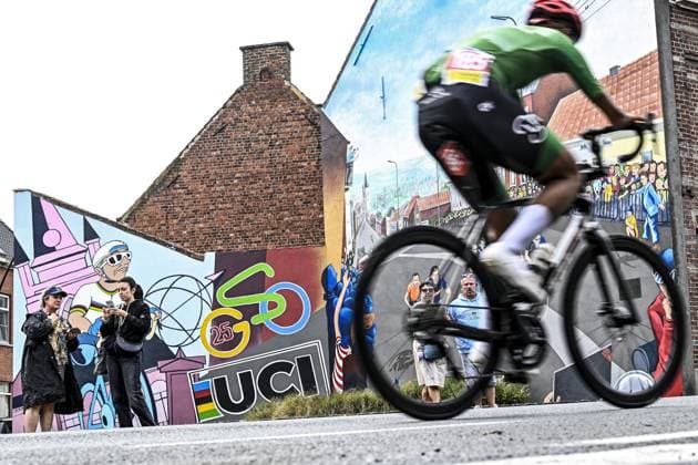 A mural dedicated to the event pictured during the UCI Para-cycling Road World Championships, Sunday 31 August 2025, in Ronse. The UCI Para-Cycling Road World Championships take place from 28 to 31 Augustus in Ronse. JASPERxJACOBS  x132939530x