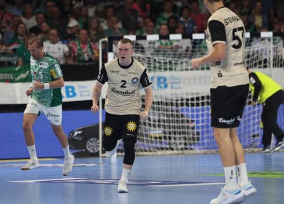 GER HBL season 2025 2026 FÜCHSE Berlin vs Bergischer HC, 31 08 25, Max Schmeling Halle, Berlin, Noah BEYER Bergischer HC 2 , cheering after scoring, emotion, scream, fist