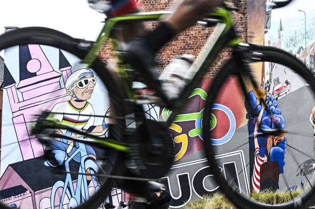 A mural dedicated to the event pictured during the UCI Para-cycling Road World Championships, Sunday 31 August 2025, in Ronse. The UCI Para-Cycling Road World Championships take place from 28 to 31 Augustus in Ronse. JASPERxJACOBS  x132940551x