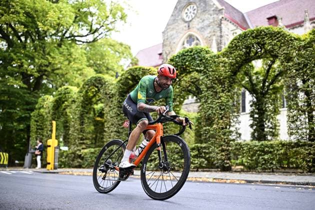 Brazil Lauro Cesar Mouro Chaman (MC5) pictured in action during the UCI Para-cycling Road World Championships, Sunday 31 August 2025, in Ronse. The UCI Para-Cycling Road World Championships take place from 28 to 31 Augustus in Ronse. JASPERxJACOBS  x132943573x