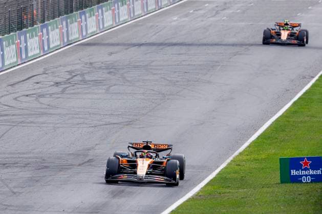 Oscar Piastri of Australia and McLaren F1 Team and Lando Norris of the United Kingdom and McLaren F1 Team during the Formula 1 Heineken Dutch Grand Prix 2025 on Day 3 at Circuit Zandvoort on August 31, 2025 in Zandvoort, Netherlands Photo by Marcel ter Bals DeFodi Images