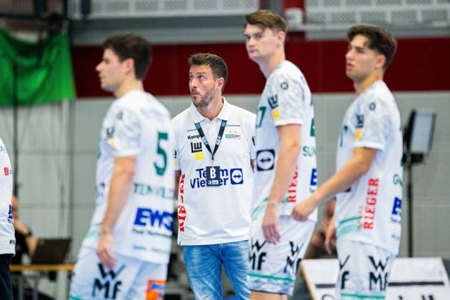 31 08 2025 Handball, 2025 2026, 1 Bundesliga, 1 Matchday, GWD Minden Frisch auf Göppingen L 2R Rutger ten Velde Göppingen , Ben Matschke Coach Göppingen , Oskar Sunnefeldt Göppingen