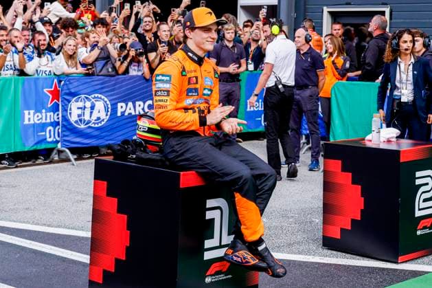 winner Oscar Piastri of Australia and McLaren F1 Team applauds during the Formula 1 Heineken Dutch Grand Prix 2025 on Day 3 at Circuit Zandvoort on August 31, 2025 in Zandvoort, Netherlands Photo by Marcel ter Bals DeFodi Images