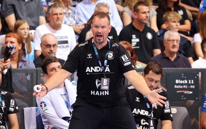 31 08 2025, Germany, Stuttgart, Handball Bundesliga season 2025 2026, TVB Stuttgart vs Hamburger SV, TVB coach Misha Kaufmann