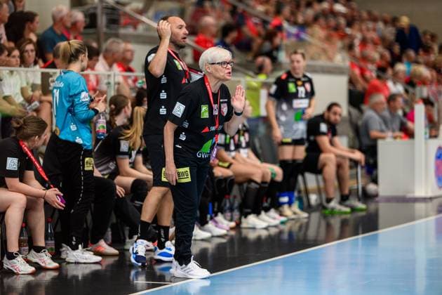 Ines, Seidler Trainer, SV Union Halle Neustadt GER, Thuringia, Thueringer HC vs SV Union Halle Neustadt, Alsco Handball Bundesliga Frauen, 1 Handballbundesliga Frauen, Handball, 1 Matchday, Season 2025 2026, Sunday, 3 Copyright: xEibner-Pressefoto MartinxHerbstx EP_MHT