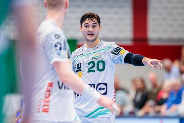 Ludvig Hallbaeck Frisch Auf Goeppingen, 20 GER, GWD Minden vs Frisch Auf Goeppingen, Handball, 1 Bundesliga, 1 Matchday, Season 2025 2026, 31 08 2025 GER, GWD Minden vs Frisch Auf Goeppingen, Handball, 1 Bundesliga, 1 Matchday, Season 2025 2026, 31 08 2025 Luebbecke Copyright: xEibner-Pressefoto JanxRollingerx EP_JSK