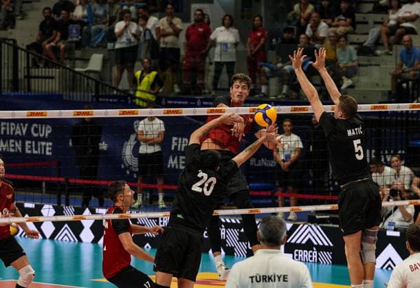 VOLLEY - Internazionali - 2025 FIPAV Cup Men - Turkiye vs Germany Krick Tobias (GER) in action during 2025 FPhoto by IPA ABACAPRESS.COMV Cup Men - Turkiye vs Germany, International volleyball match in Turin, Italy, August 31 2025 Turin Italy  Copyright: xIPAxSport ABACAx