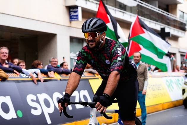 2025 UCI Para-cycling Road World Championships Picture by Olly Hassell SWpix.com - 31 08 2025 - Cycling - 2025 UCI Para-cycling Road World Championships - Ronse, Flanders, Belgium - Men C2 Road Race - Alaa Aldali (Palestine) Copyright: x xSWpix.comx(t axPhotographyxHubxLtd)xOllyxHassell SWpix.comx SWP-3069-1922