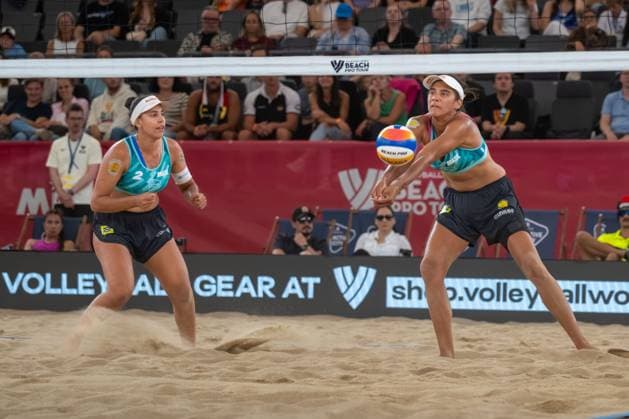 Beach Pro Tour Elite 16 Hamburg, 31 08 2025 Ana Patricia Silva Ramos Player 1, BRA , Eduarda Duda Santos Lisboa, Player 2 Beach Pro Tour Elite 16 Hamburg on 31 08 2025 Copyright: xBEAUTIFULxSPORTS PeterxWeberx
