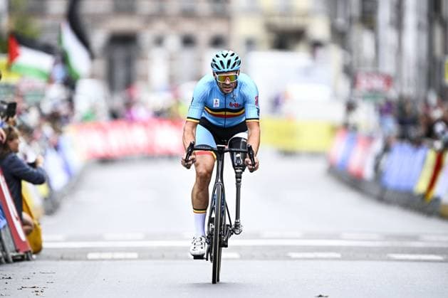 Belgium Jasper Dejonghe (MC3) pictured in action during the UCI Para-cycling Road World Championships, Sunday 31 August 2025, in Ronse. The UCI Para-Cycling Road World Championships take place from 28 to 31 Augustus in Ronse. JASPERxJACOBS  x132959917x