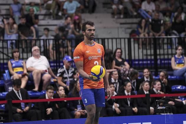 3 Michiel Ahyi (Dutch national volleyball team) during 2025 FIPAV Cup Men - Italy vs Holland, International volleyball match in Turin, Italy, August 31 2025  Copyright: xNorbertoxMaccagno IPAxSportx xipa-agency.netx xx IPA_63782160 IPA_Agency_IPA63782160