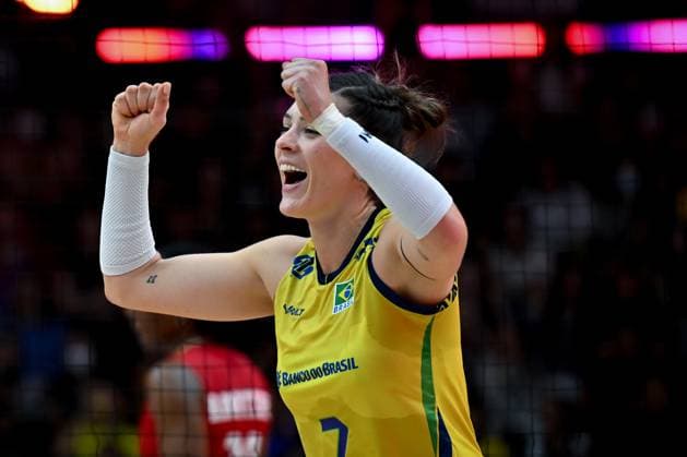 Brazil v Dominican Republic - FIVB Women’s World Volleyball Championship BANGKOK, THAILAND - AUGUST 31: Rosamaria Montibeller (7) of Brazil in action during the FIVB Women s World Volleyball Championship match between Brazil and Dominican Republic at Huamark Indoor Stadium in Bangkok, Thailand on August 31, 2025. Mustafa Hatipoglu Anadolu Banghok Thailand. Editorial use only. Please get in touch for any other usage.  Copyright: x2025xAnadoluxMustafaxHatipoglux