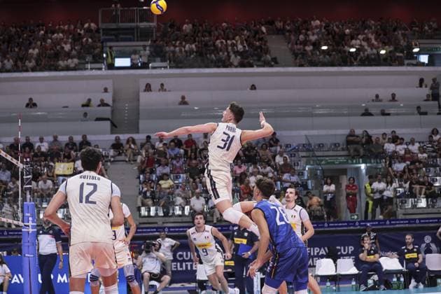 31 Porro Luca (Italian national volleyball team) during 2025 FIPAV Cup Men - Italy vs Holland, International volleyball match in Turin, Italy, August 31 2025  Copyright: xNorbertoxMaccagno IPAxSportx xipa-agency.netx xx IPA_63784556 IPA_Agency_IPA63784556