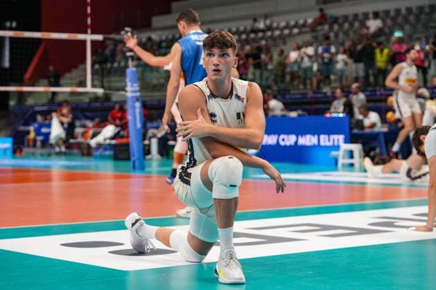 Porro Luca (ITA) in action during 2025 FIPAV Cup Men - Italy vs Holland, International volleyball match in Turin, Italy, August 31 2025  Copyright: xSilvanoxMarcoxCesario IPAxSportx xipa-agency.netx xx IPA_63784648 IPA_Agency_IPA63784648