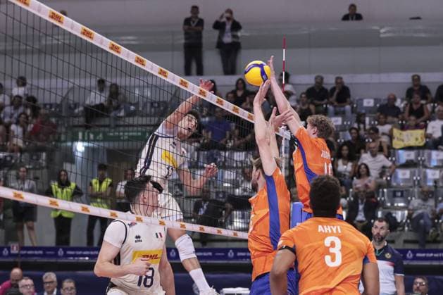 12 Bottolo Mattia (Italian national volleyball team) during 2025 FIPAV Cup Men - Italy vs Holland, International volleyball match in Turin, Italy, August 31 2025  Copyright: xNorbertoxMaccagno IPAxSportx xipa-agency.netx xx IPA_63784774 IPA_Agency_IPA63784774