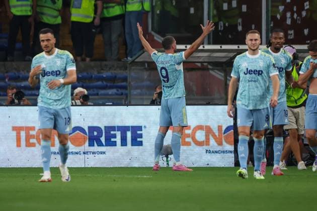 Serie A, Day 2, 31-08-2023, Genova, Stadio Ferraris, Genoa - Juventus, in the photo: exultation Vlahovic  Copyright: xGabrielexSiri IPAxSportx xipa-agency.netx xx IPA_63784956 IPA_Agency_IPA63784956