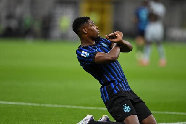 Denzel Dumfries of Fc Inter celebrating after a goal during the Italian Serie A football match between Inter FC Internazionale and Udinese Calcio on 31 of August 2025 at Giuseppe Meazza San Siro Siro stadium in Milan, Italy. Photo Tiziano Ballabio  Copyright: xTizianoxBallabio IPAxSportx xipa-agency.netx xx IPA_63787945 IPA_Agency_IPA63787945