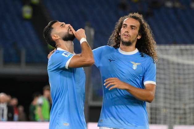 Lazio™s Taty Castellanos and Lazio s Matteo Guendouzi celebrates after scoring the goal 3-0 during the Serie A Enilive soccer match between SS Lazio and Hellas Verona at the Rome s Olympic stadium, Italy - Sunday, August 31, 2025. - Soccer.  Copyright: xFabrizioxCorradetti LaPressex