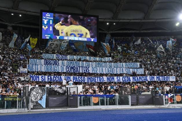 Supporters of S.S. Lazio the 2nd day of the Serie A Championship between S.S. Lazio and Hellas Verona F.C. at the Olympic Stadium on August 31, 2025 in Rome, Italy.  Copyright: xDomenicoxCippitelli IPAxSportx xipa-agency.netx xx IPA_63791244 IPA_Agency_IPA63791244