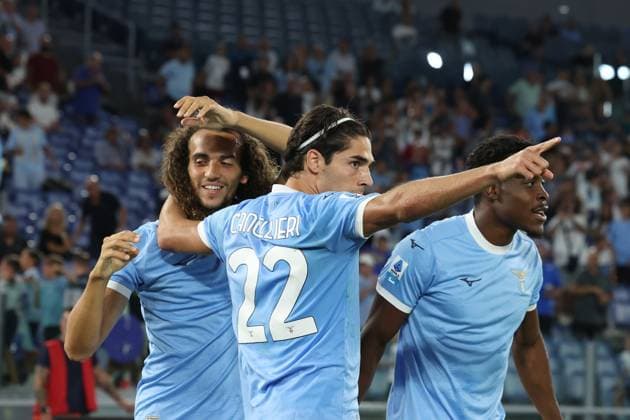 August 31, 2025, Rome, Lazio, Italy: Lazio s Matteo Guendouzi celebrates after scoring their first gol during Serie A soccer match SS Lazio - Hellas Verona at Stadio Olimpico on August 31, 2025 in Rome , Italy. Rome Italy - ZUMAl131 20250831_zsp_l131_025 Copyright: xCiroxDexLucax