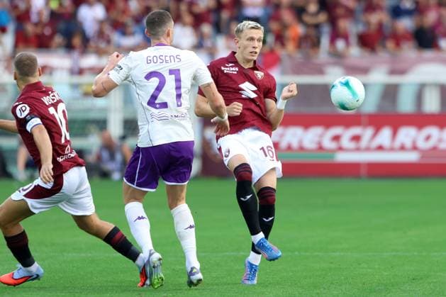 MARCUS PEDERSEN, Torino, Serie A, 2025-26, Torino vs Fiorentina 0-0, 31-08-2025, Contrasto, Action SERIE A 2025-26 TORINO-FIORENTINA 0-0