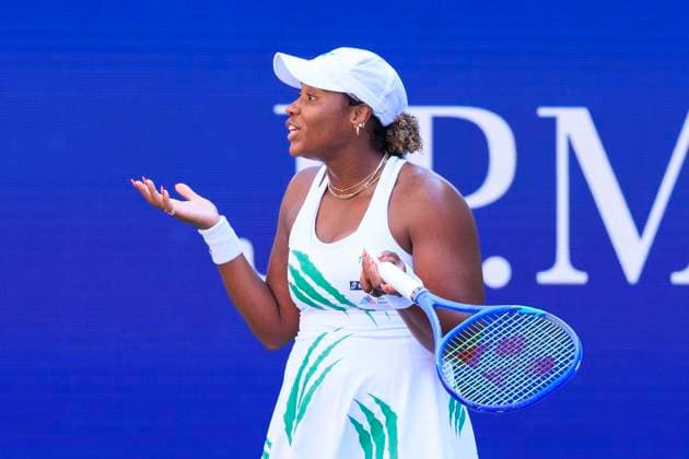 August 31, 2025, Flushing Meadows, New York, USA: Taylor Townsend reacts after missing a game point during a match against Barbora Krejcikova on Day 8 of the 2025 US Open at USTA Billie Jean King National Tennis Center on Sunday August 31, 2025 in the Flushing neighborhood of the Queens borough of New York City. JAVIER ROJAS PI Flushing Meadows USA - ZUMAp124 20250831_zaa_p124_096 Copyright: xJavierxRojasx
