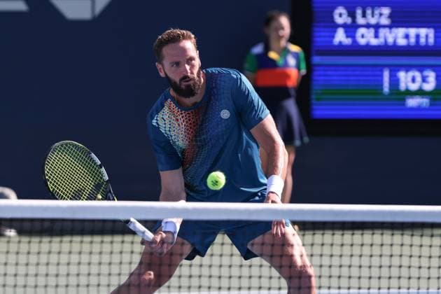 Orlando Luz yellow shirt , Albano Olivetti, Men s Doubles, Men s Doubles, US Open Championships 2023, USTA Billie Jean King National Tennis Center, Flushing Meadows, New York, USA Copyright: xJuergenxHasenkopfx
