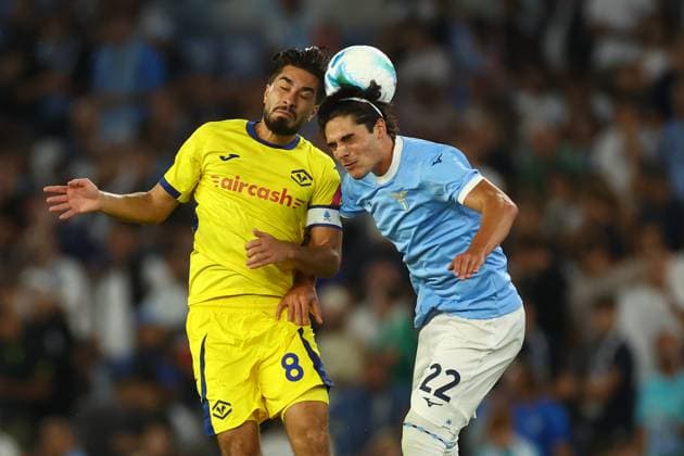 August 31, 2025, Rome, Lazio, Italy: Verona s Suat Serdar is challenged by l22during Serie A soccer match SS Lazio - Hellas Verona at Stadio Olimpico on August 31, 2025 in Rome , Italy. Rome Italy - ZUMAl131 20250831_zsp_l131_016 Copyright: xCiroxDexLucax