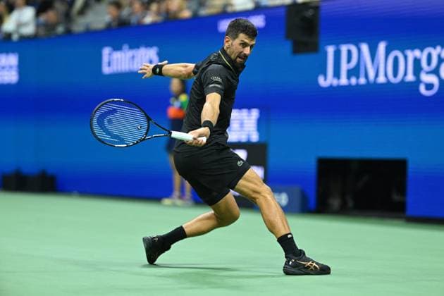 US Open - Fourth Round Novak Djokovic (SRB) during his fourth round match at the 2025 US Open at Billie Jean National Tennis Center in New York City, NY, USA, on August 31, 2025. Photo by Corinne Dubreuil ABACAPRESS.COM New York City United States  Copyright: xDubreuilxCorinne ABACAx