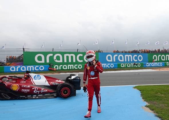 31 08 2025, xrarjax, Motorsport FIA Formula 1, 2025 Dutch Grand Prix v l Charles Leclerc Ferrari starting number 16 crashes his car accident crash Zandvoort MANDATORY CREDIT: Beto Issa ALL RIGHTS RESERVED: www.betoissaphotos.com