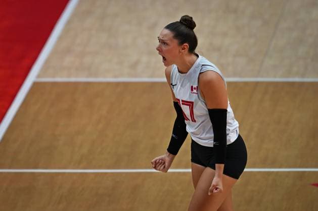 USA v Canada - FIVB Women’s World Volleyball Championship BANGKOK, THAILAND - SEPTEMBER 01: Kacey Jost (17) of Canada during their FIVB Women’s World Volleyball Championship match between USA and Canada at Huamark Indoor Stadium in Bangkok, Thailand, on September 01, 2025. Mustafa Hatipoglu Anadolu Bangkok Thailand. Editorial use only. Please get in touch for any other usage.  Copyright: x2025xAnadoluxMustafaxHatipoglux