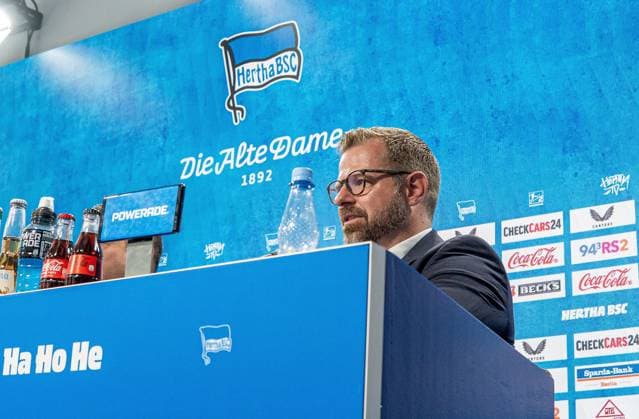 Soccer, Men, Season 2025 26, 2 Bundesliga, Hertha BSC, Press conference to introduce the new managing director, in the picture President Fabian Drescher Hertha BSC , 01 09 2025, Copyright: xSebastianxRäppold MatthiasxKochx