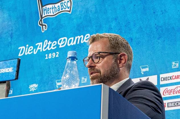 Soccer, Men, Season 2025 26, 2 Bundesliga, Hertha BSC, Press conference to introduce the new managing director, in the picture President Fabian Drescher Hertha BSC , 01 09 2025, Copyright: xSebastianxRäppold MatthiasxKochx