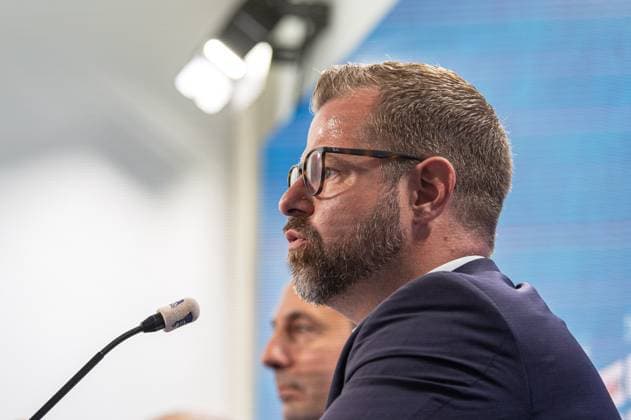 Soccer, Men, Season 2025 26, 2 Bundesliga, Hertha BSC, Press conference to introduce the new managing director, in the picture President Fabian Drescher Hertha BSC , 01 09 2025, Copyright: xSebastianxRäppold MatthiasxKochx