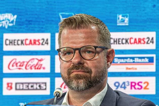 Soccer, Men, Season 2025 26, 2 Bundesliga, Hertha BSC, Press conference to introduce the new managing director, in the picture President Fabian Drescher Hertha BSC , 01 09 2025, Copyright: xSebastianxRäppold MatthiasxKochx