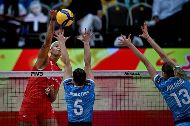 Turkiye v Slovenia - FIVB Women’s World Volleyball Championship BANGKOK, THAILAND - SEPTEMBER 01: Melissa Teresa Vargas (4) of Turkiye in action during the FIVB Women’s World Volleyball Championship match between Turkiye and Slovenia at Huamark Indoor Stadium in Bangkok, Thailand, on September 01, 2025. Mustafa Hatipoglu Anadolu Banghok Thailand. Editorial use only. Please get in touch for any other usage.  Copyright: x2025xAnadoluxMustafaxHatipoglux