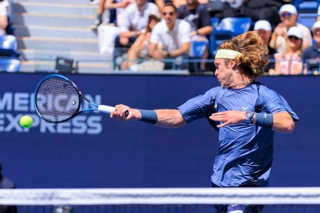 September 1, 2025, Flushing Meadows, New York, USA: Andrey Rublev hits a forehand during a match against Felix Auger-Aliassime on Day 9 of the 2025 US Open at USTA Billie Jean King National Tennis Center on Monday September 1, 2025 in the Flushing neighborhood of the Queens borough of New York City. JAVIER ROJAS PI Flushing Meadows USA - ZUMAp124 20250901_zaa_p124_007 Copyright: xJavierxRojasx