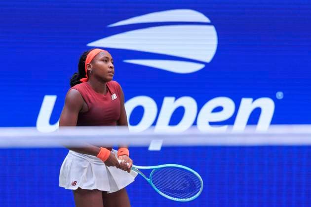 September 1, 2025, Flushing Meadows, New York, USA: Coco Gauff reacts after missing a shot during a match against Naomi Osaka on Day 9 of the 2025 US Open at USTA Billie Jean King National Tennis Center on Monday September 1, 2025 in the Flushing neighborhood of the Queens borough of New York City. JAVIER ROJAS PI Flushing Meadows USA - ZUMAp124 20250901_zaa_p124_072 Copyright: xJavierxRojasx