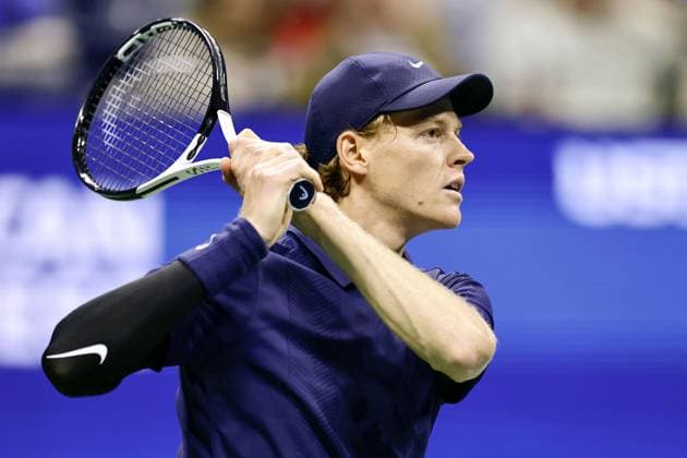 Tennis: U.S. Open Jannik Sinner of Italy plays against Alexander Bublik of Kazakhstan in the men s singles fourth round at the U.S. Open tennis championships in New York on Sept. 1, 2025.  A14AA0004812430P