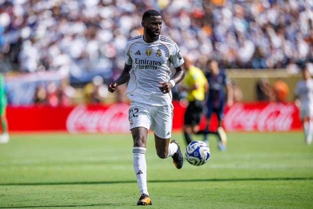 Paris Saint-Germain v Real Madrid: Semi Final - FIFA Club World Cup 2025 New Jersey - July 9: Antonio Rudiger of Real Madrid during the FIFA Club World Cup 2025 semi-final match between Paris Saint-Germain and Real Madrid at MetLife Stadium New Jersey MetLife Stadium New Jersey United States Copyright: xLatinxSportxImagesx