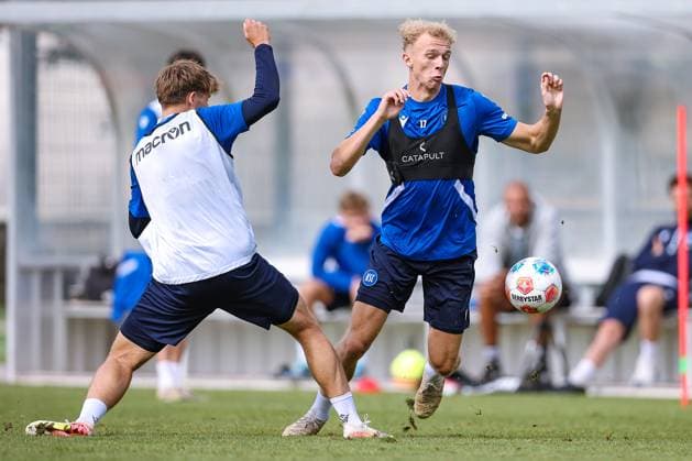 02 09 2025, Football, Training Karlsruher SC, 2 Fußball Bundesliga, Training ground at BBBank Wildpark Stadion Karlsruhe, Season 2025 2026 Leon Opitz KSC 17 Baden Württemberg Germany