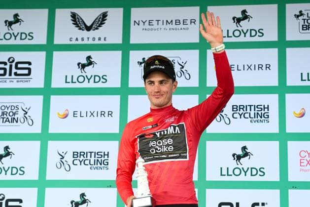 2025 Lloyds Tour of Britain Picture by Simon Wilkinson SWpix.com - 02 06 2025 - Cycling - 2025 Lloyds Tour of Britain - Stage 1: Woodbridge to Southwold - Podium - Olav Kooij (Team Visma Lease a Bike) Leader Points Classification Copyright: x xSWpix.comx(t axPhotographyxHubxLtd)xSimonxWilkinson SWpix.comx SWP-3069-2157