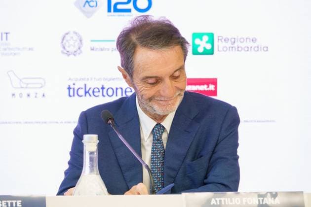 MOTORI - Formula 1 - Pirelli Gran Premio d Italia 2025 - press conference, PK, Pressekonferenz Attilio Fontana, Presidente della Regione Lombardia during Pirelli Gran Premio d Italia 2025 - Press Conference, Formula 1 Championship in Monza, Italy, September 02 2025 Monza Italy  Copyright: xIPAxSport ABACAx