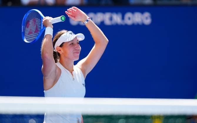 Jessica Pegula celebrates her quarter final win over Barbora Krejcikova 2025 US Open, Day Ten, USTA Billie Jean King National Tennis Center, New York, USA - 02 Sept 2025New York USTA Billie Jean King National T New York (NY) United States of America  Copyright: xJavierxGarcia Shutterstockx 15458344b