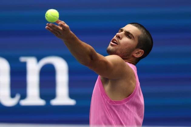 September 2, 2025, New York City, New York, United States: CARLOS ALCARAZ of Spain during the match against J. Lehecka of Czech Republic in the quarterfinals of US Open 2025 at the USTA Billie Jean King National Tennis Center. Queens, New York City. Alcaraz won 6:4,6:2, 6:4. New York City United States - ZUMAc278 20250902_zsp_c278_012 Copyright: xMarcinxCholewinskix