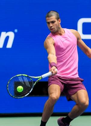September 2, 2025, Flushing Meadows, New York, USA: Carlos Alcaraz hits a forehand during a match against Jiri Lehecka on Day 10 of the 2025 US Open at USTA Billie Jean King National Tennis Center on Tuesday September 2, 2025 in the Flushing neighborhood of the Queens borough of New York City. JAVIER ROJAS PI Flushing Meadows USA - ZUMAp124 20250902_zaa_p124_044 Copyright: xJavierxRojasx