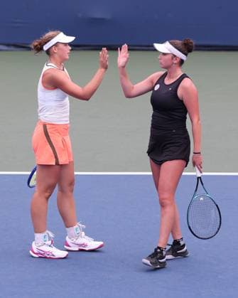 Sonja Zhenikhova Schwarz and Eva Bennemann GER , Girls Doubles, Girls Doubles, US Open Championships 2023, USTA Billie Jean King National Tennis Center, Flushing Meadows, New York, USA Copyright: xJuergenxHasenkopfx