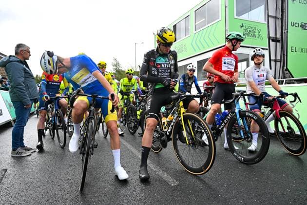2025 Lloyds Tour of Britain Picture by Bruce Rollinson SWpix.com - 03 06 2025 - Cycling - 2025 Lloyds Tour of Britain - Stage 2: Stowmarket to Stowmarket - Milan Lanhove (Team Flanders Baloise), Olav Kooij (Team Visma Lease a Bike), Tord Gudmestad (Decathlon AG2R La Mondiale Team). Joshua Golliker (Great Britain) Copyright: x xSWpix.comx(t axPhotographyxHubxLtd)xBrucexRollinson SWpix.comx SWP-3069-2218