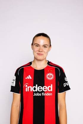 Marthine Östenstad Eintracht Frankfurt women portrait appointment 2025 2026 1 BL Bundesliga soccer portrait appointment, headshot, portrait, introduction, presentation, press appointment 2025 2026 Studio Shooting studio shooting