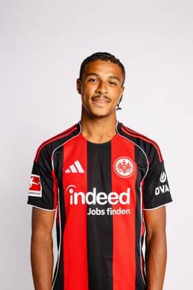 Jean Matteo Bahoya Eintracht Frankfurt portrait appointment 2025 2026 1 BL Bundesliga soccer portrait appointment, headshot, portrait, introduction, presentation, press appointment 2025 2026 Studio Shooting studio shooting